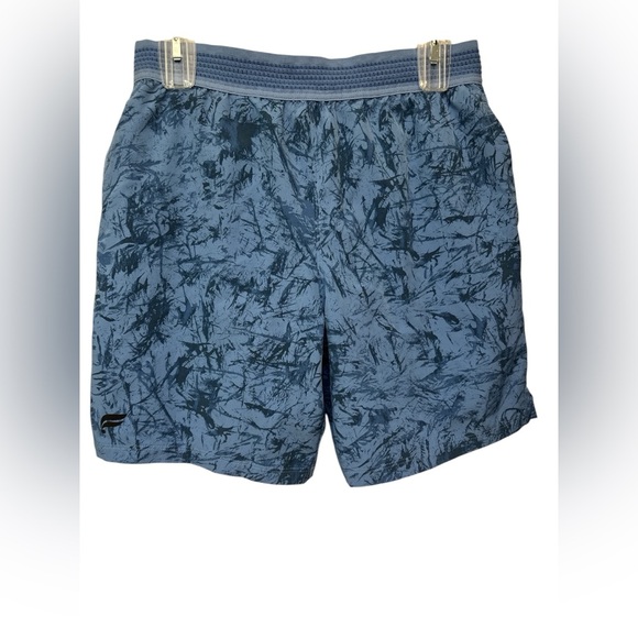 Fabletics Fundamental Shorts Blue Abstract Lined Performance 7" - Picture 1 of 9